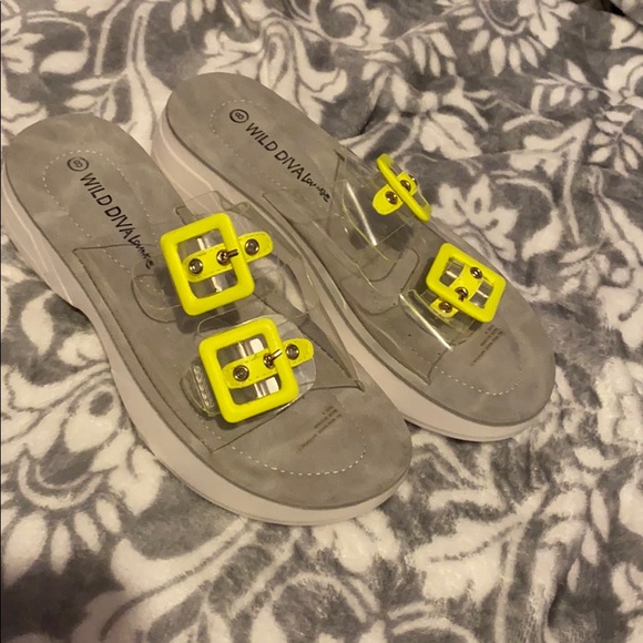 yellow clear sandals